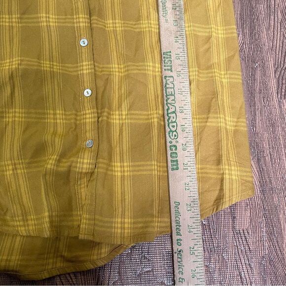 Faherty Harper Plaid Button Down Top Blouson Sleeves Ruffled Cuffs - Size Medium - Picture 9 of 9